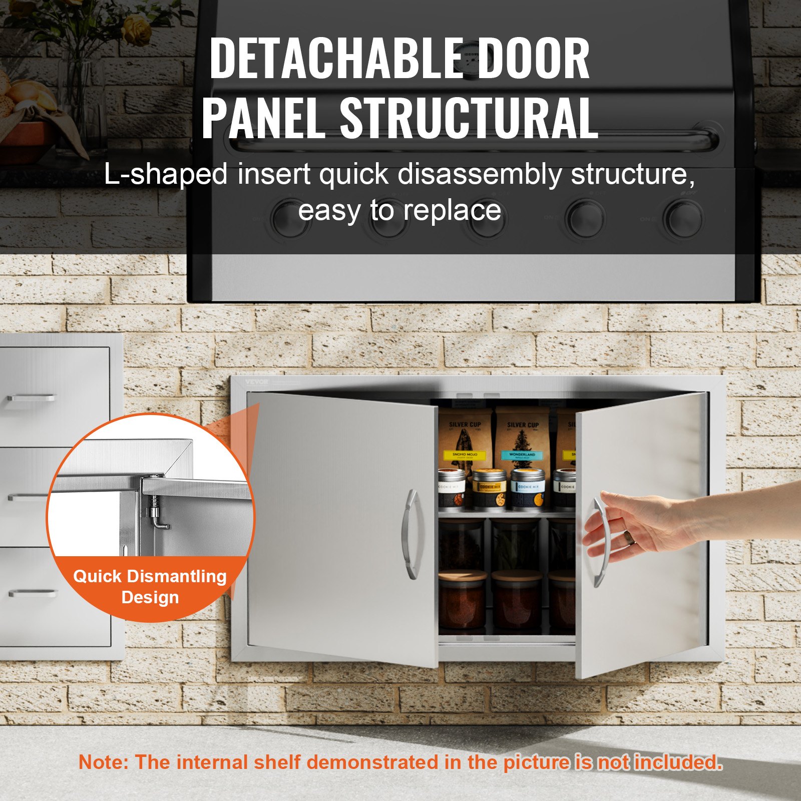 BBQ Access Door, 915x533 Mm Double Outdoor Kitchen Stainless Steel Flush Mount — image 3