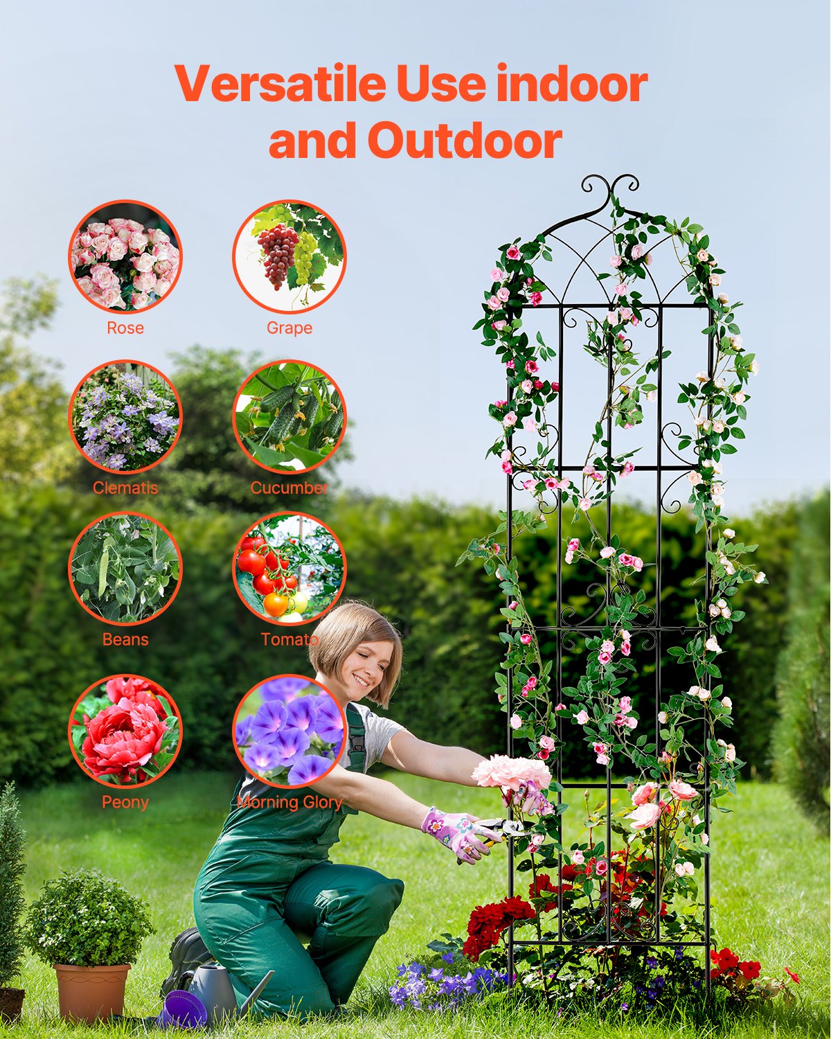 Garden Trellis For Climbing Plants, 87 X 20 In, 4 Packs Rustproof Metal Flower — image 3