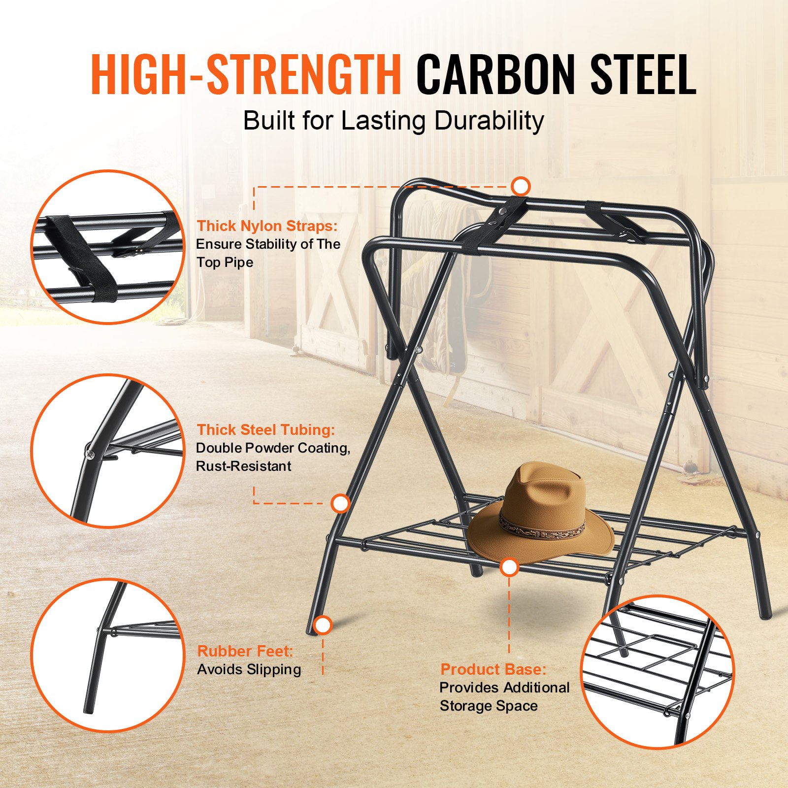 Folding saddle rack, 28 x 19 x 37.5 in, 2 packs