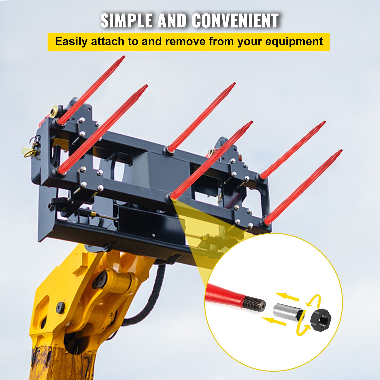 Hay Spear 32" Bale 1350 Lbs Capacity, Spike Quick Attach Square Spears 1.4" — image 2