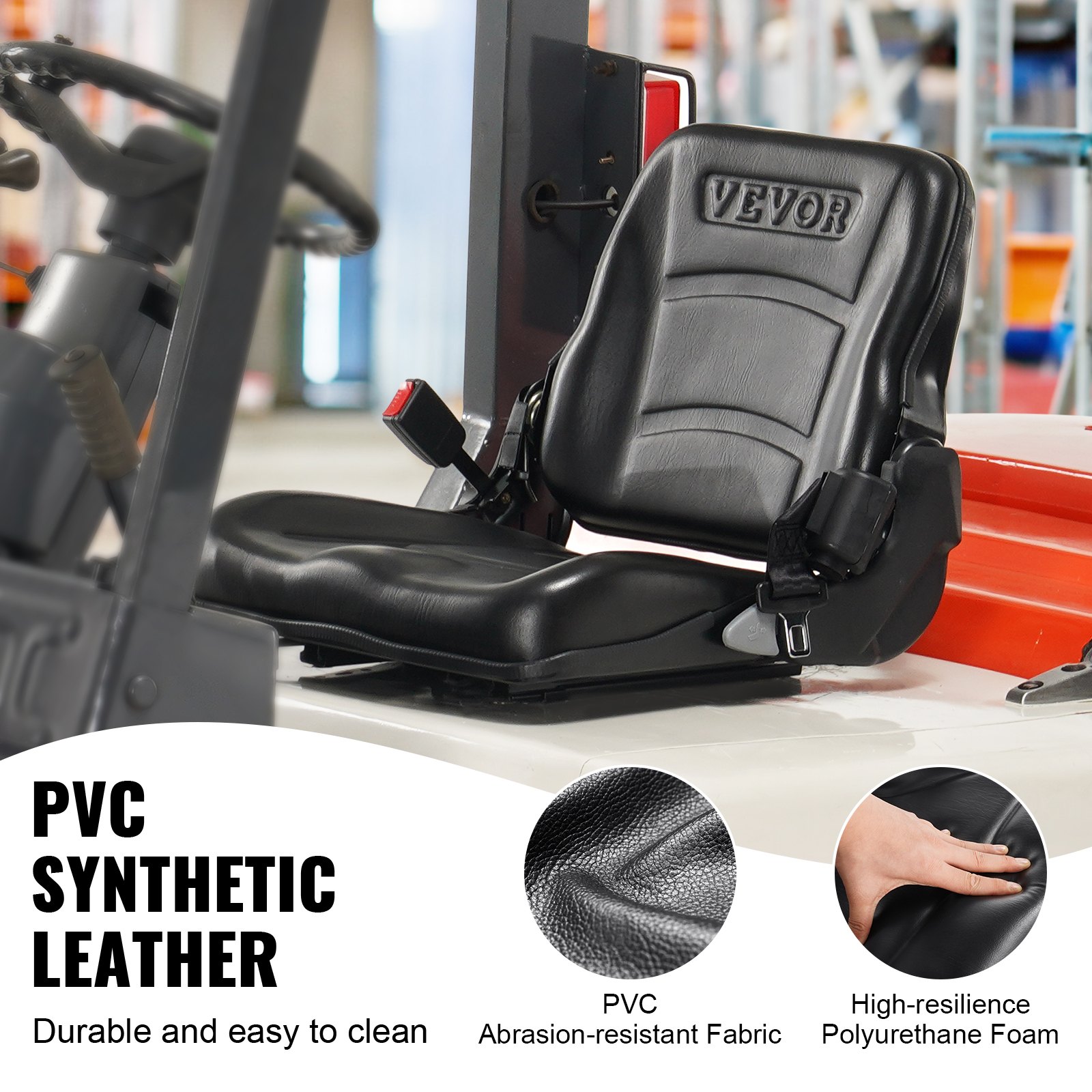 Universal Forklift Seat, Fold Down Tractor With Adjustable Angle Back, Micro