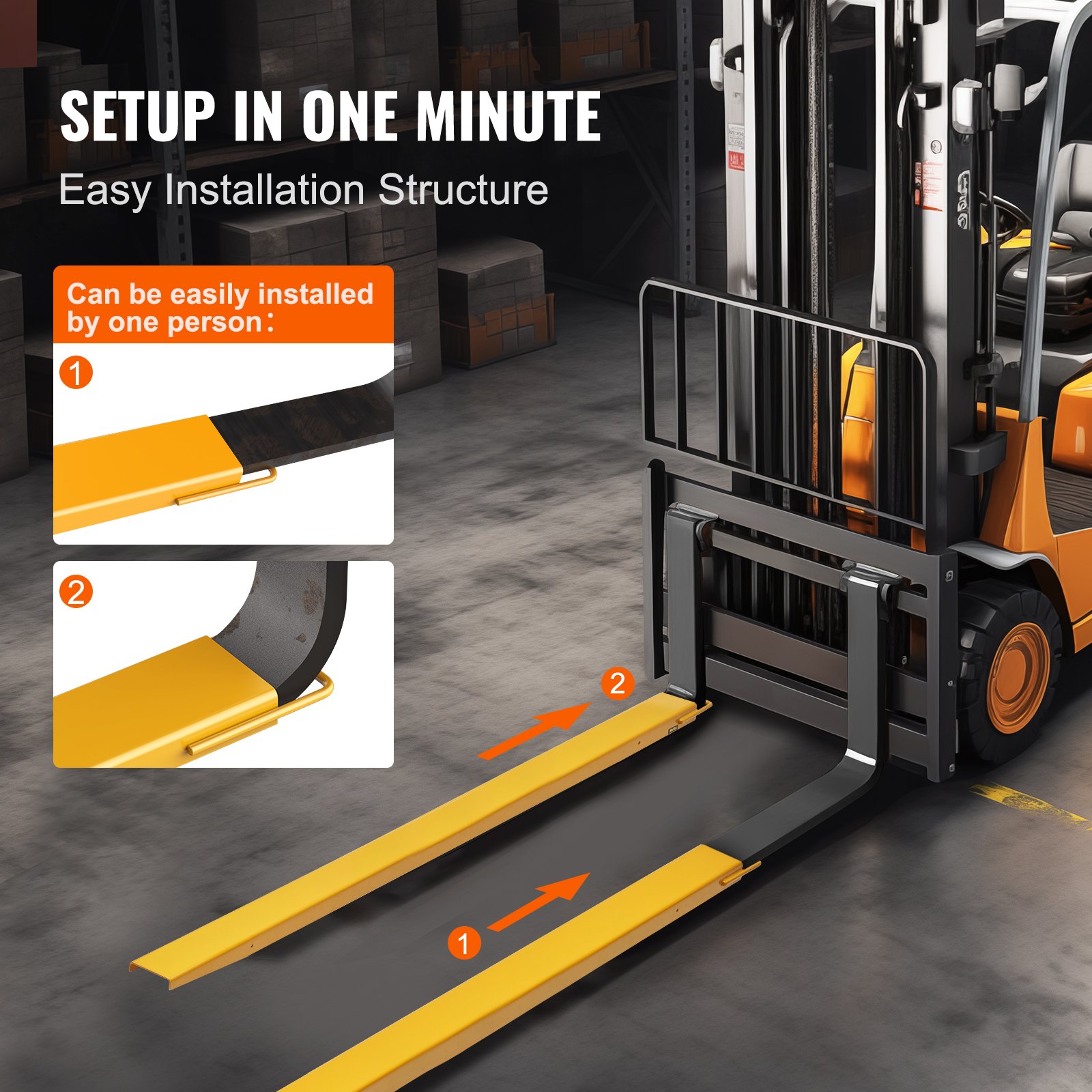 Pallet Fork Extensions, 96" Length 4.5" Width, Heavy Duty Carbon Steel — image 4
