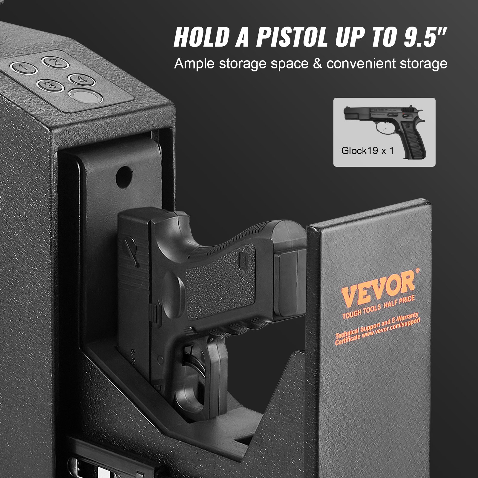 Mounted Gun Safe For Pistols, Biometric With Three Quick Access Ways — image 5