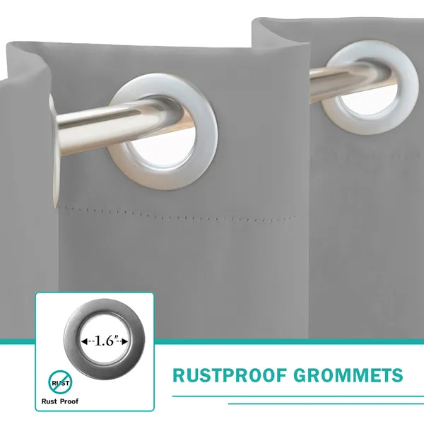 Grey Polyester 50 In. W X 96 In. L Outdoor Thermal Tab Top Blackout Curtain (Set Of 2), Silencer Clip