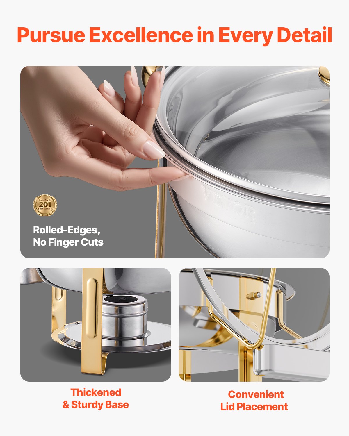 Chafing Dish Buffet Set, 5 Qt 4 Pack, Stainless Steel Chafer With 4 Full Size