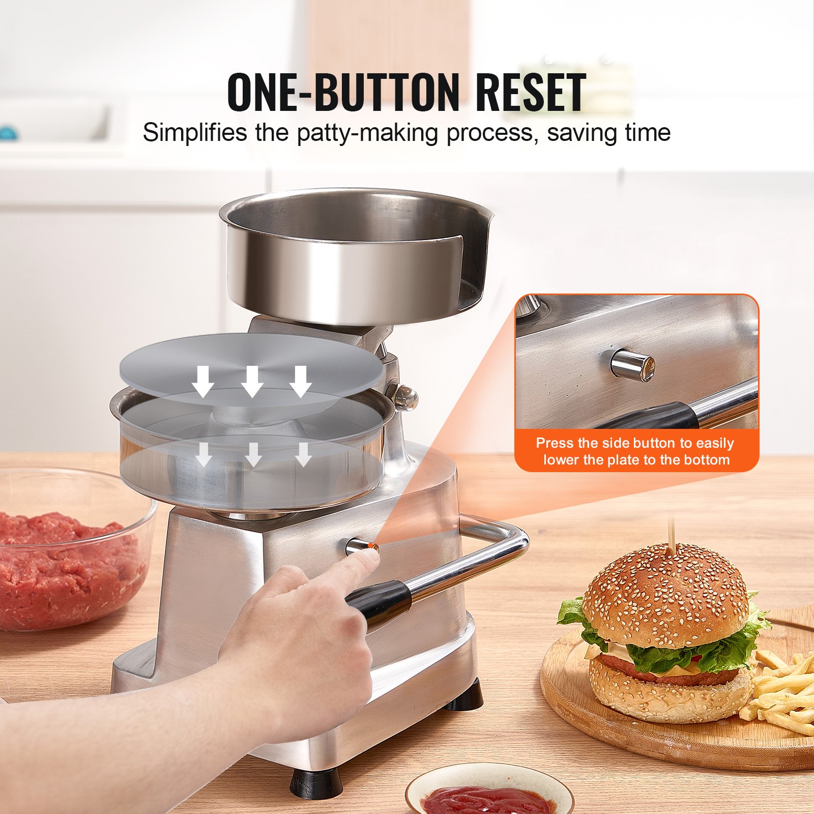 Commercial Burger Patty Maker, 150mm/6inch Hamburger Beef Heavy Duty Food-Grade — image 4
