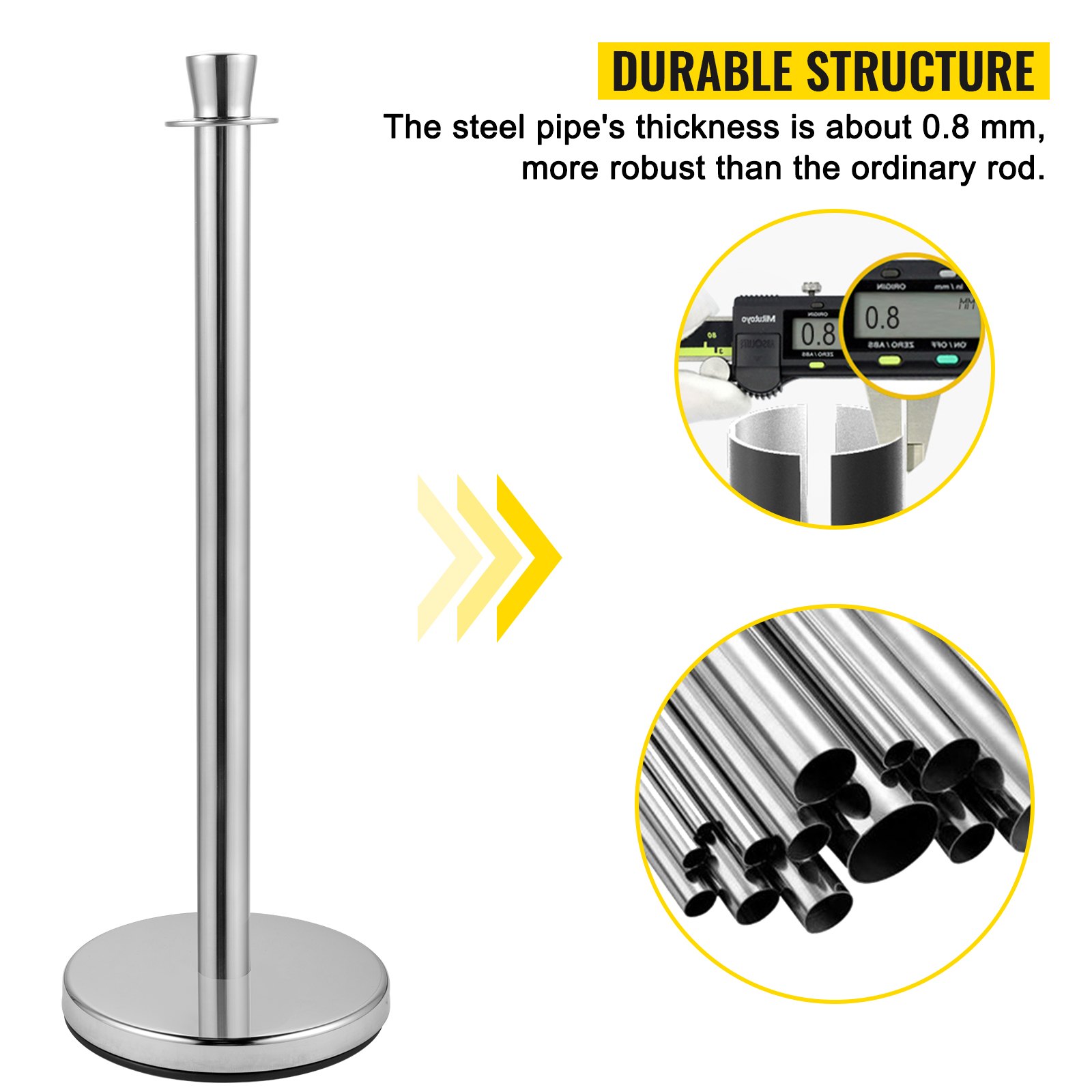 Crowd Control Stanchion, Set Of 2 Pieces With 5 Ft/1.5 M Black Velvet Rope — image 4