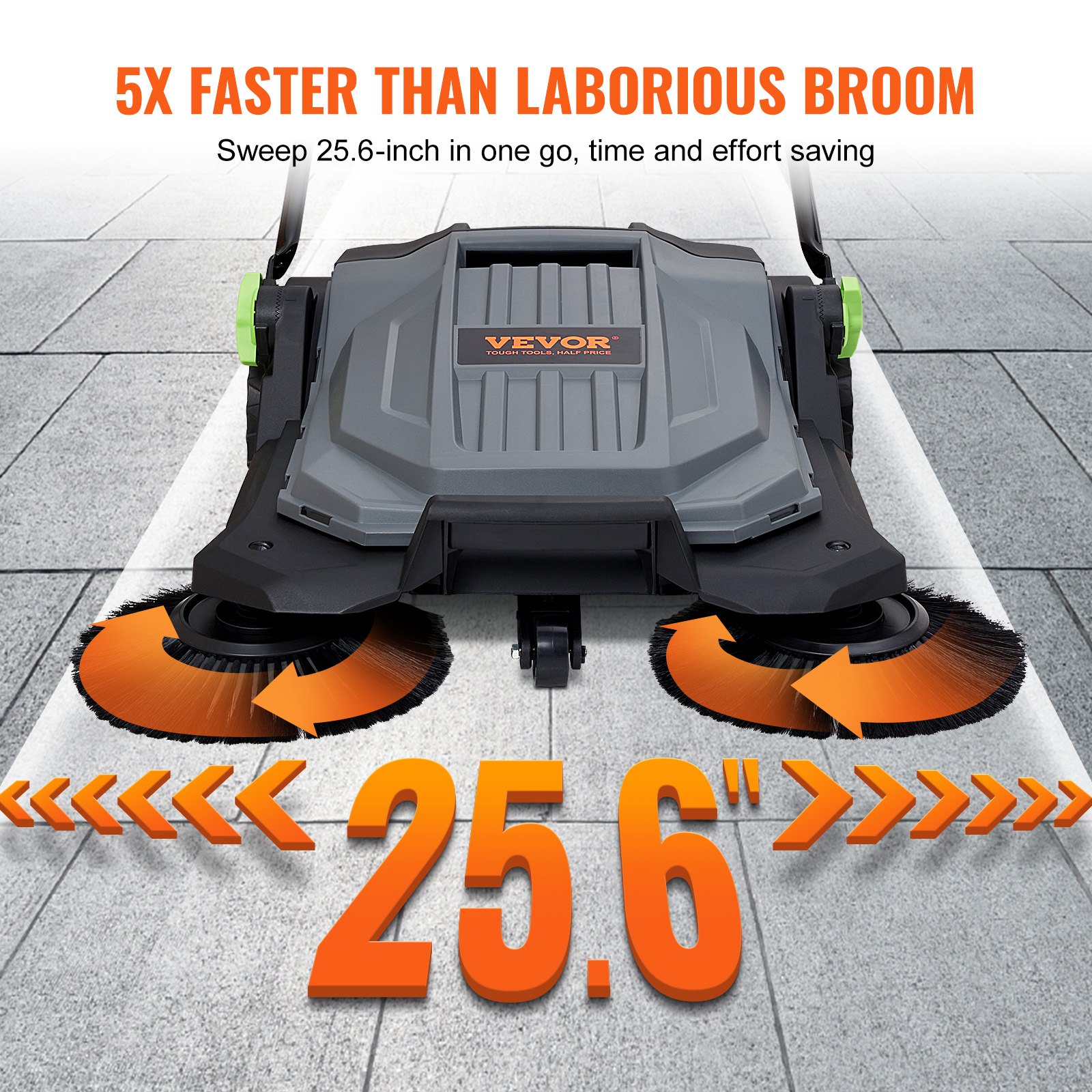 Walk-behind Hand Push Floor Sweeper, 65 Cm Sweeping Width Manual Non-Electric