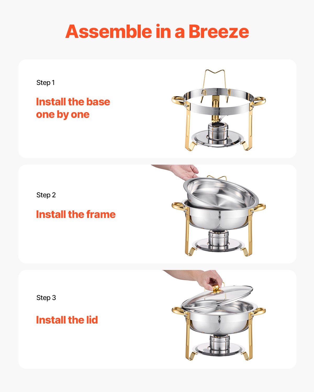 Chafing Dish Buffet Set, 5 Qt 4 Pack, Stainless Steel Chafer With 4 Full Size — image 2