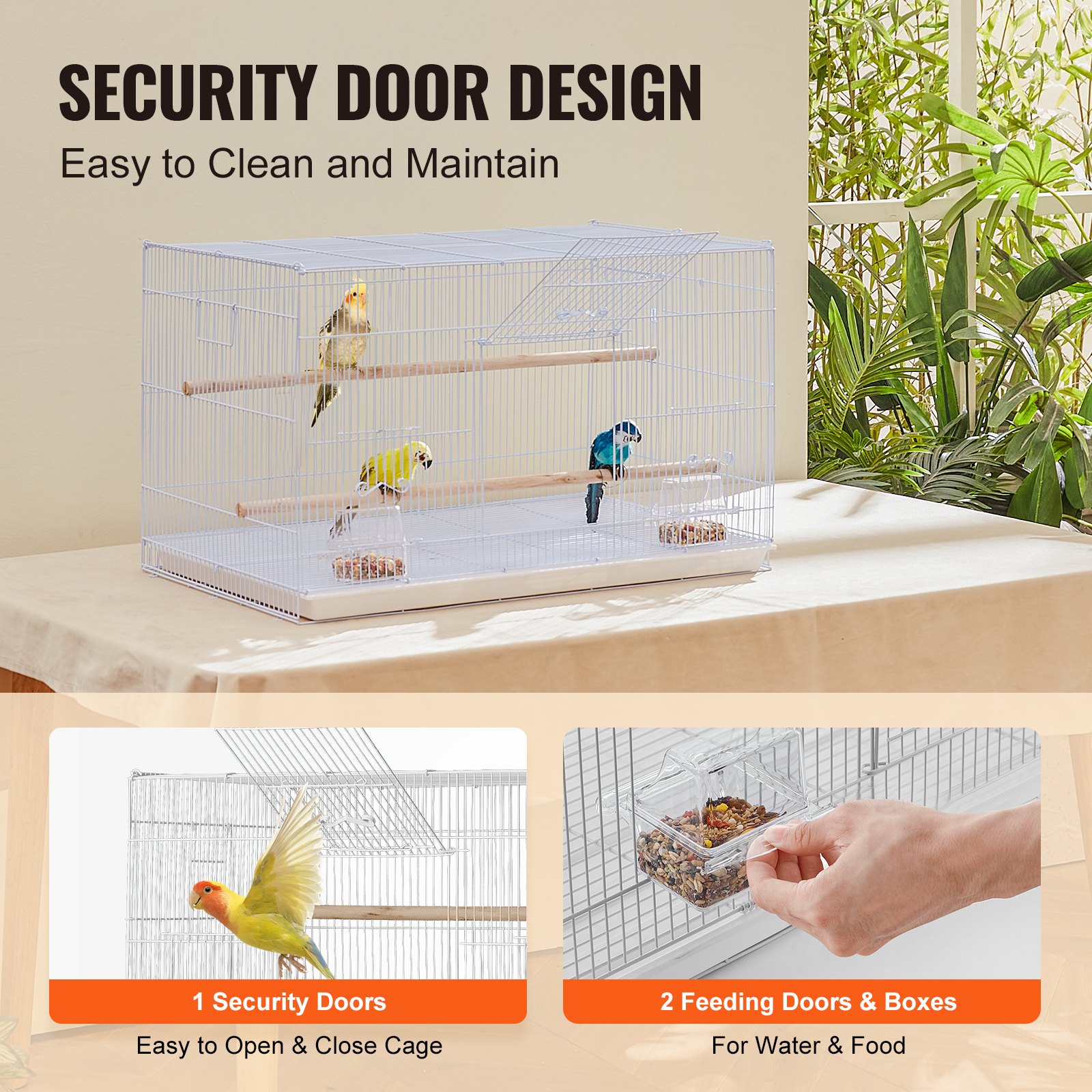 Bird Cage, 18 In, Small Parakeet Sturdy Metal Flight Travel Birdcage With 2 — image 2