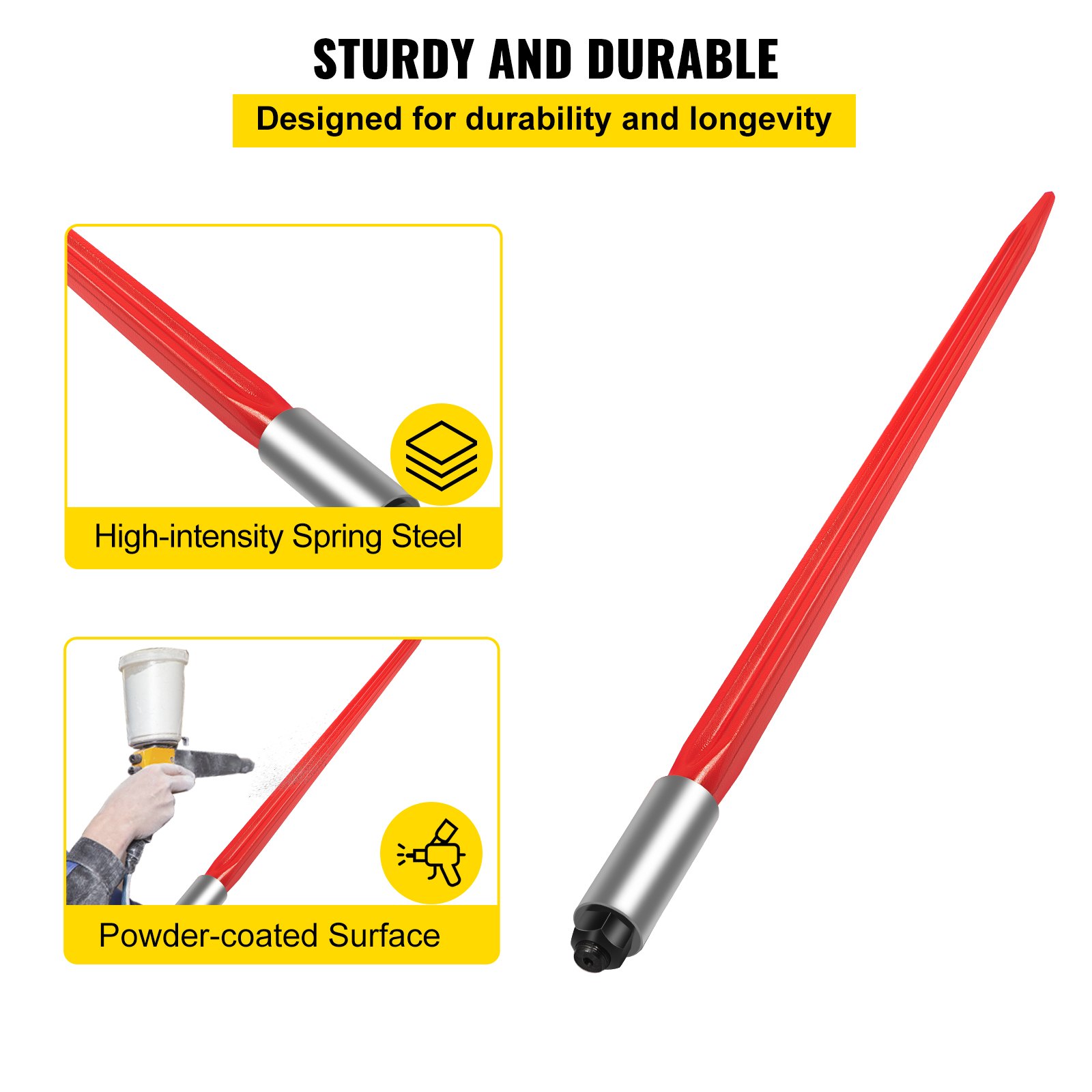 Hay Spear 32" Bale 1350 Lbs Capacity, Spike Quick Attach Square Spears 1.4" — image 5