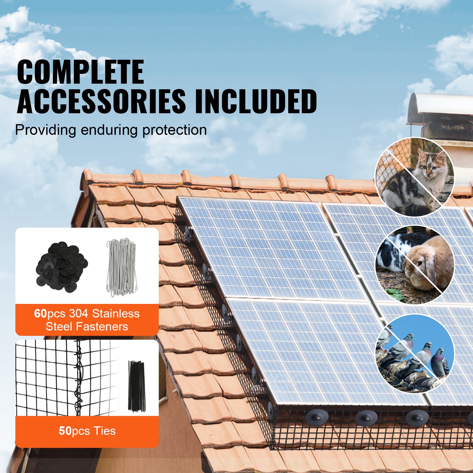15.24 X 3048 Cm Solar Panel Bird Guard, Critter Roll Kit With 60pcs Aluminum — image 3