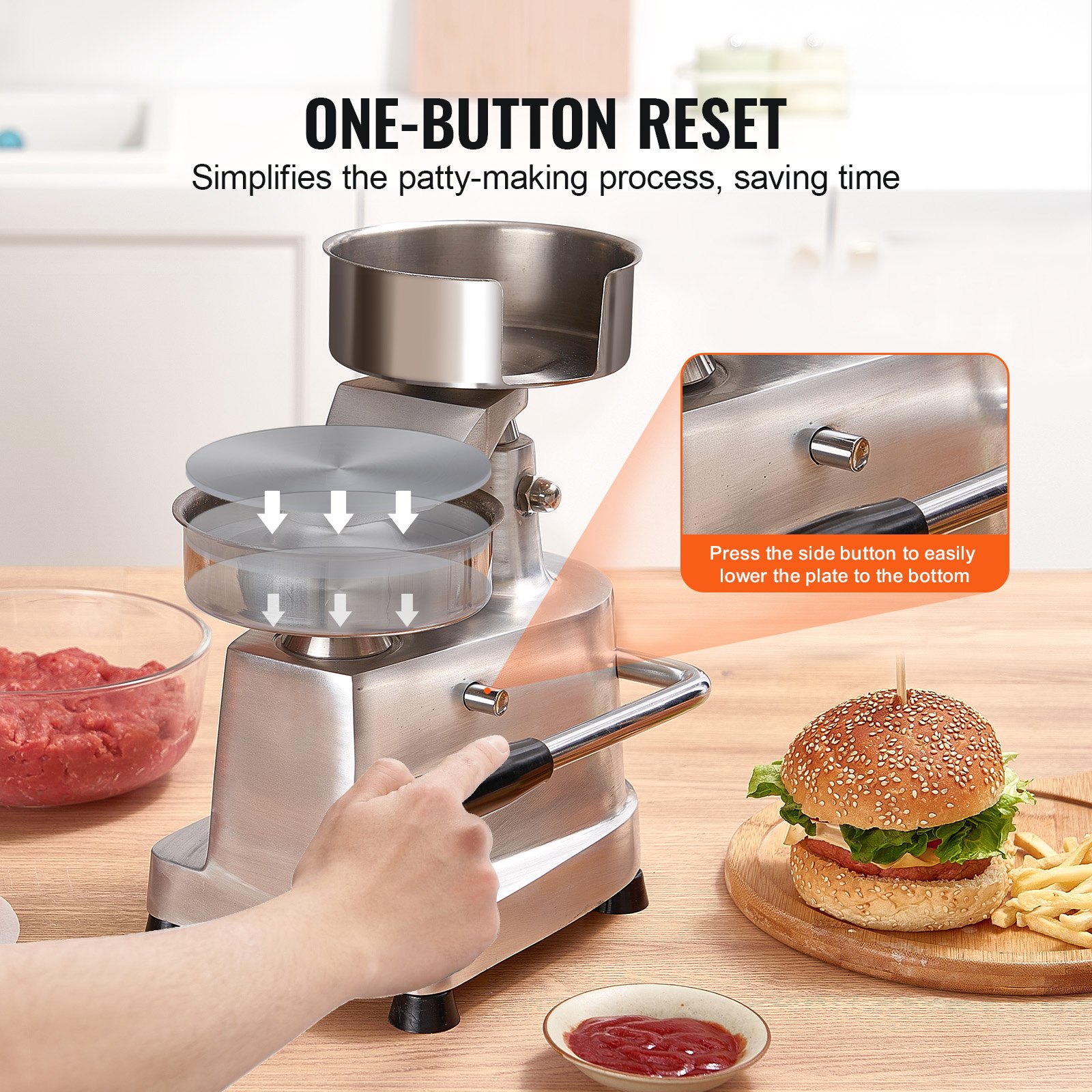 Commercial Burger Patty Maker, 130mm/5inch Hamburger Beef Heavy Duty Food-Grade