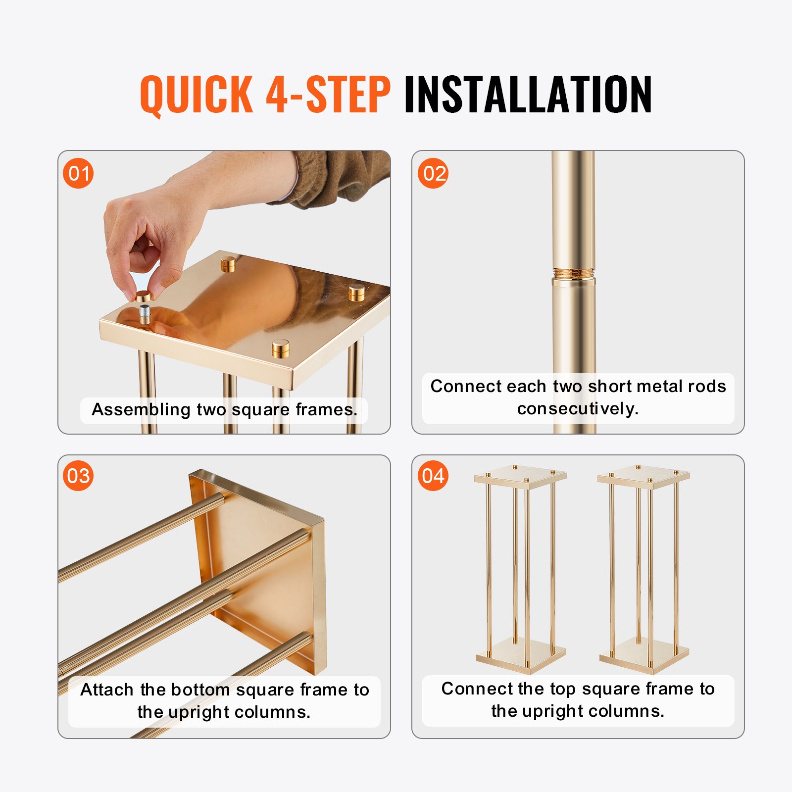 4PCS Gold Metal Column Wedding Flower Stand, 31.5inch/80cm High With Laminate — image 5