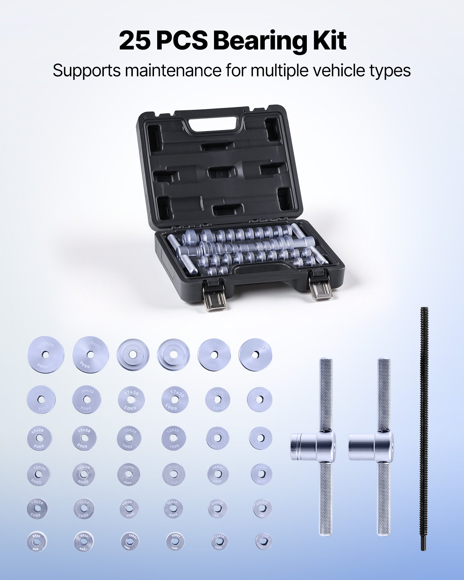 Bearing Press Kit, 25 Pcs, Race And Seal Driver Set With Bushings & Wrenches — image 2