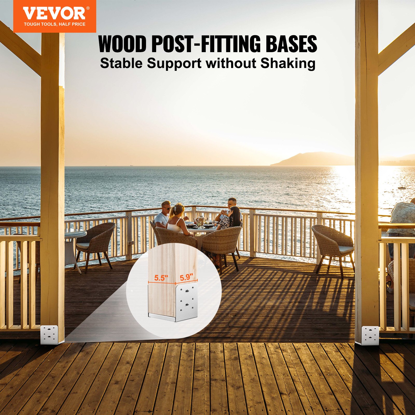 152.4x152.4 Post Base, 1Pcs Stainless Steel Adjustable Anchor Bracket(Internal — image 5