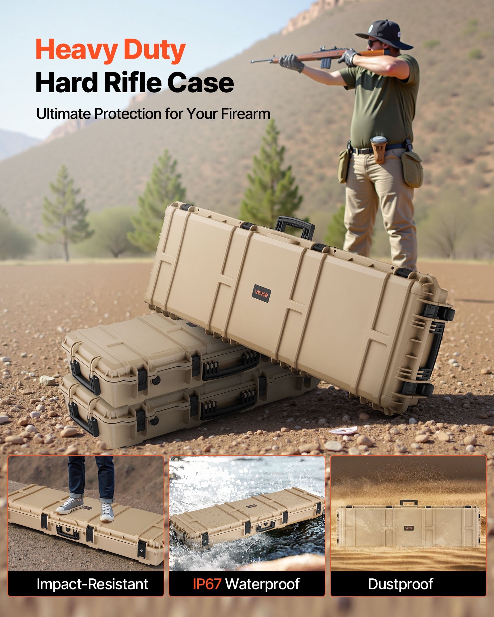 Hard Rifle Case, Lockable With Pre-cut Foams, 1320 Mm Gun Storage Wheels, Heavy — image 2