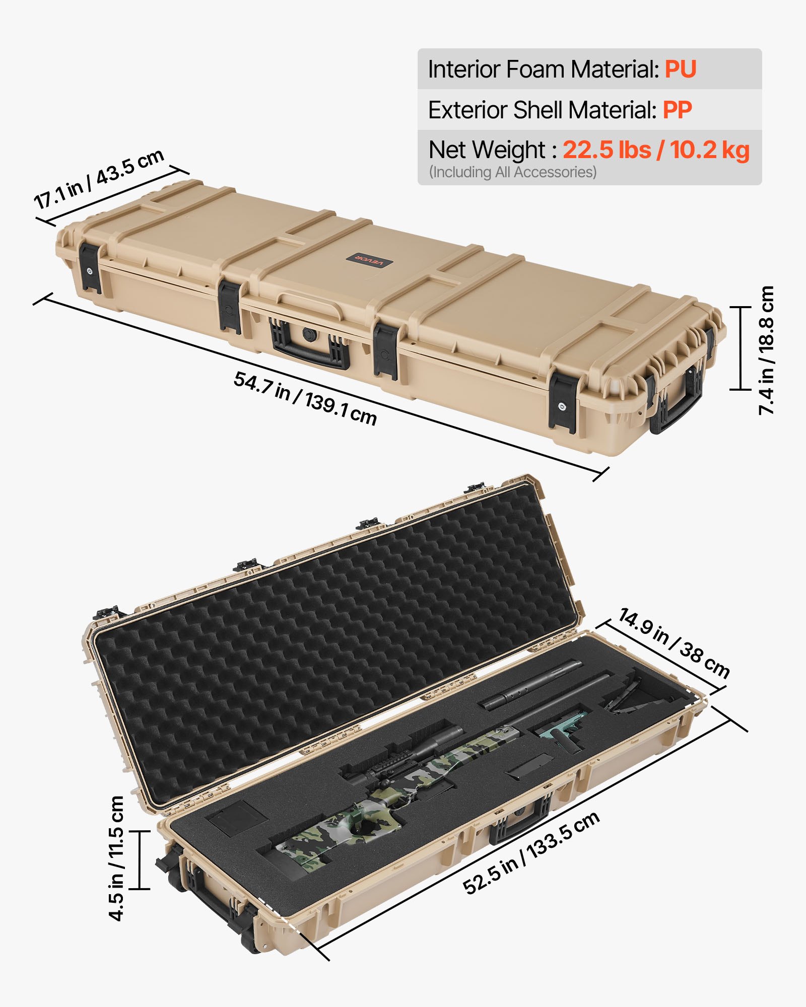 Hard Rifle Case, Lockable With Pre-cut Foams, 1320 Mm Gun Storage Wheels, Heavy — image 4