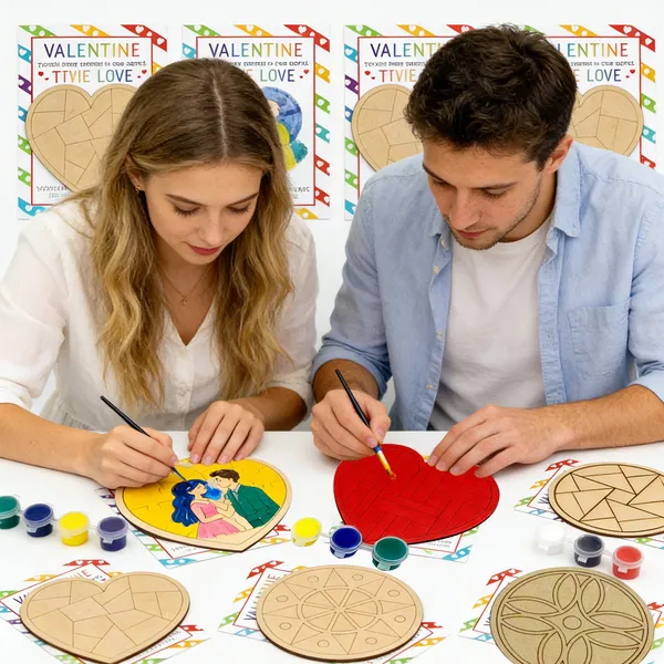 Valentines Day Gifts For Kids - 28 PCS Valentine Cards School With Art Supplies - Heart Mosaic Barn Quilt Painting Craft Kits - For Classroom Kids Boys Girls Gifts Exchanges - Valentines Part