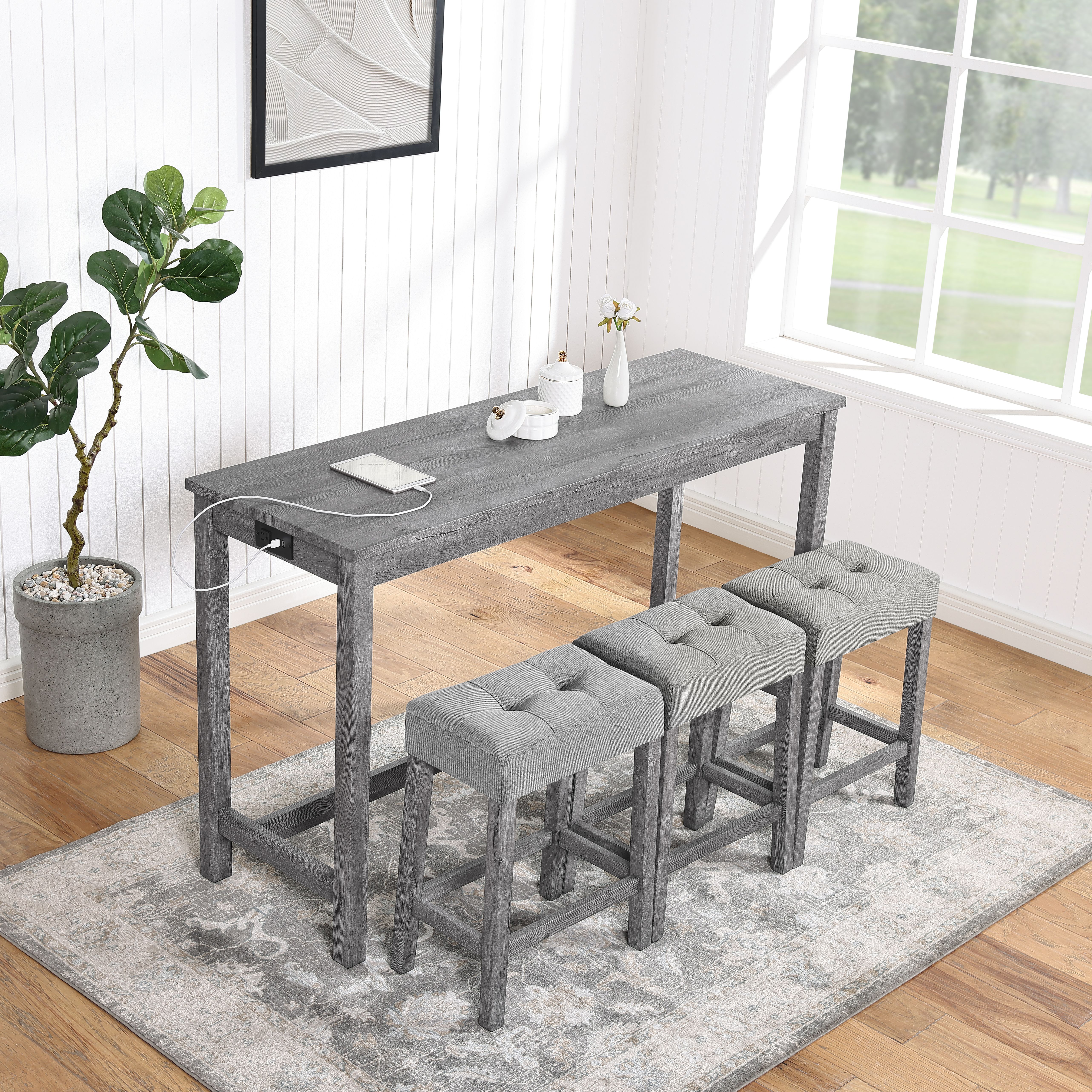 Bar Table Set with Power Outlet β photo 3
