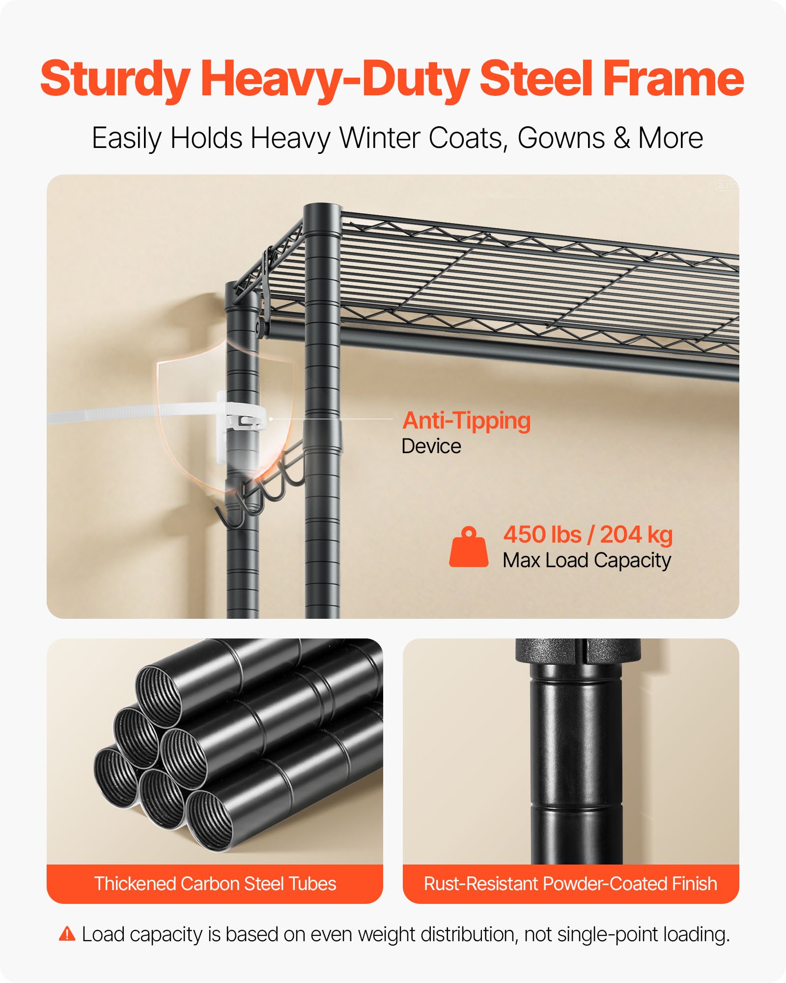 Rolling Clothes Rack, Heavy Duty Clothing Garment 3 Adjustable Tiers Racks — image 2