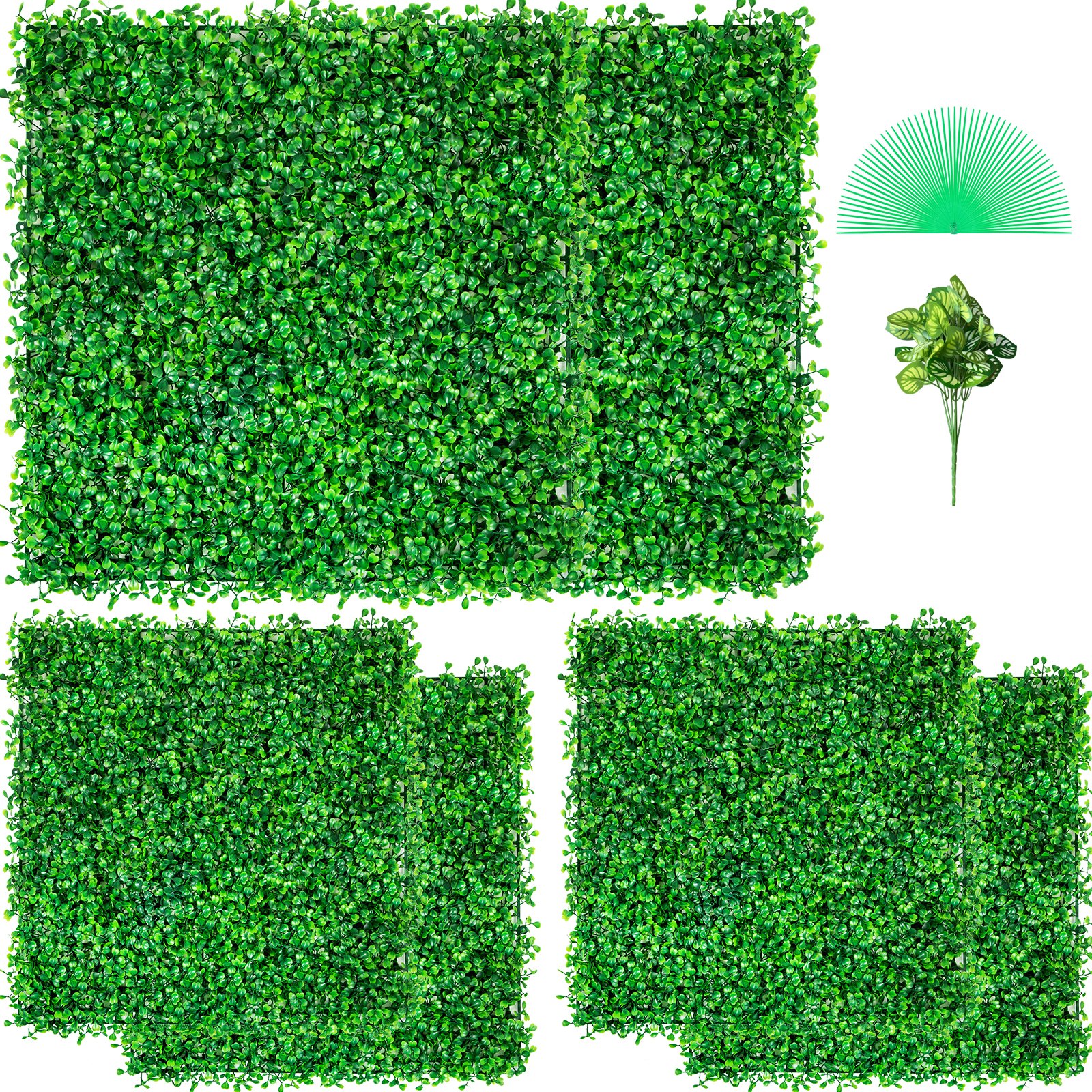 Artificial Boxwood Panel UV 6pcs Boxwood Hedge Wall Panels, Artificial Grass Backdrop Wall 20" X 20" 4 Cm Green Grass Wall, Fake Hedge For Decor Privacy Fence Indoor, Outdoor Garden Backyard