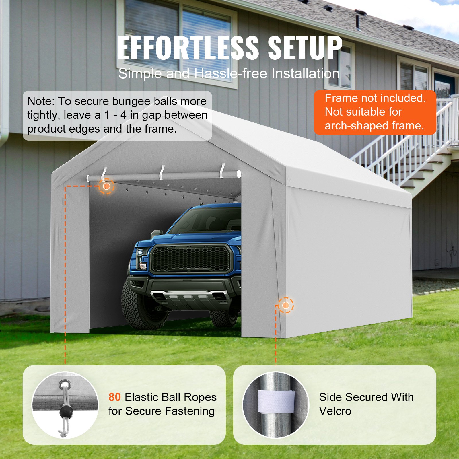 Carport Replacement Canopy Cover Top + Side Wall 6000 X 3000 Mm, Garage Tent — image 5