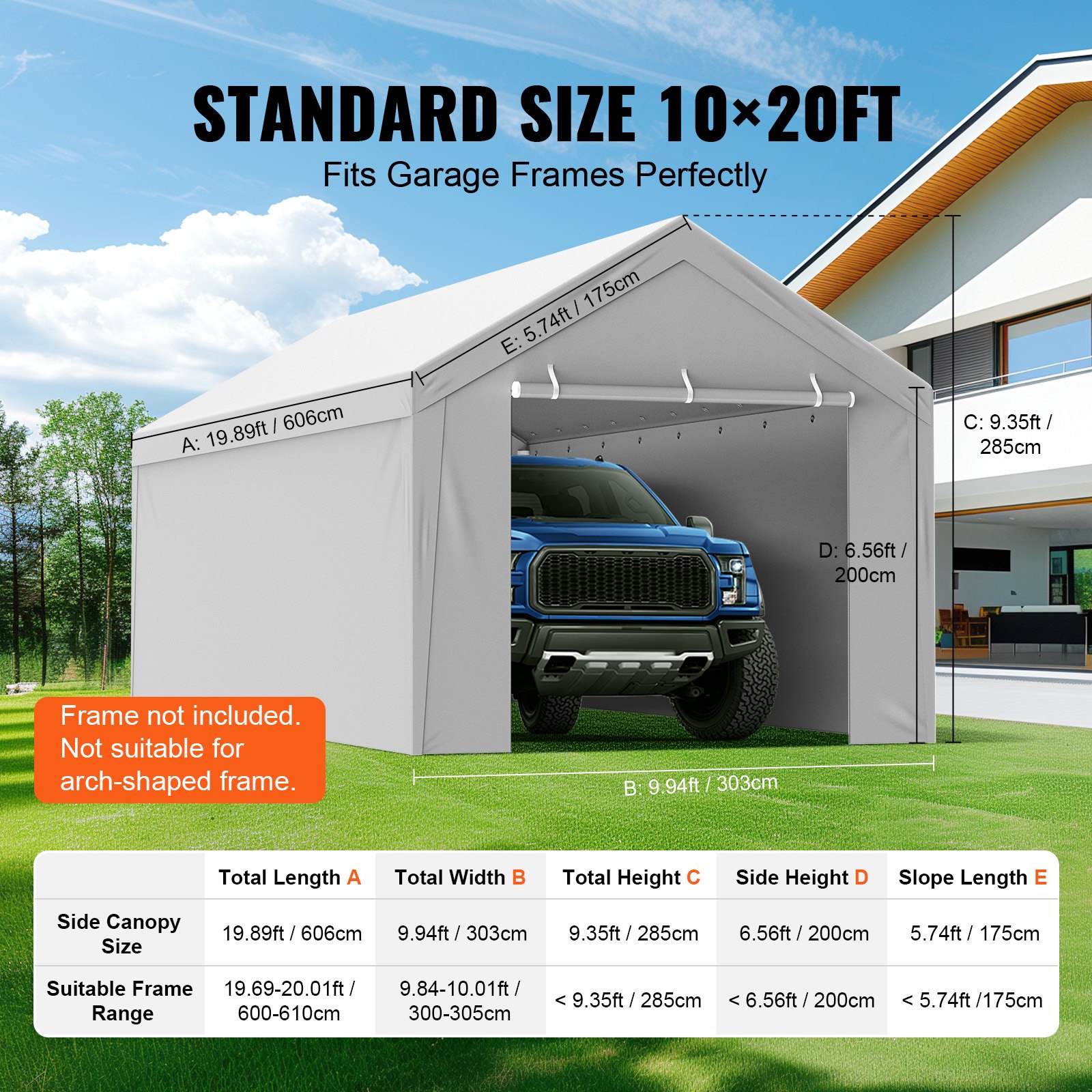 Carport Replacement Canopy Cover Top + Side Wall 6000 X 3000 Mm, Garage Tent — image 2