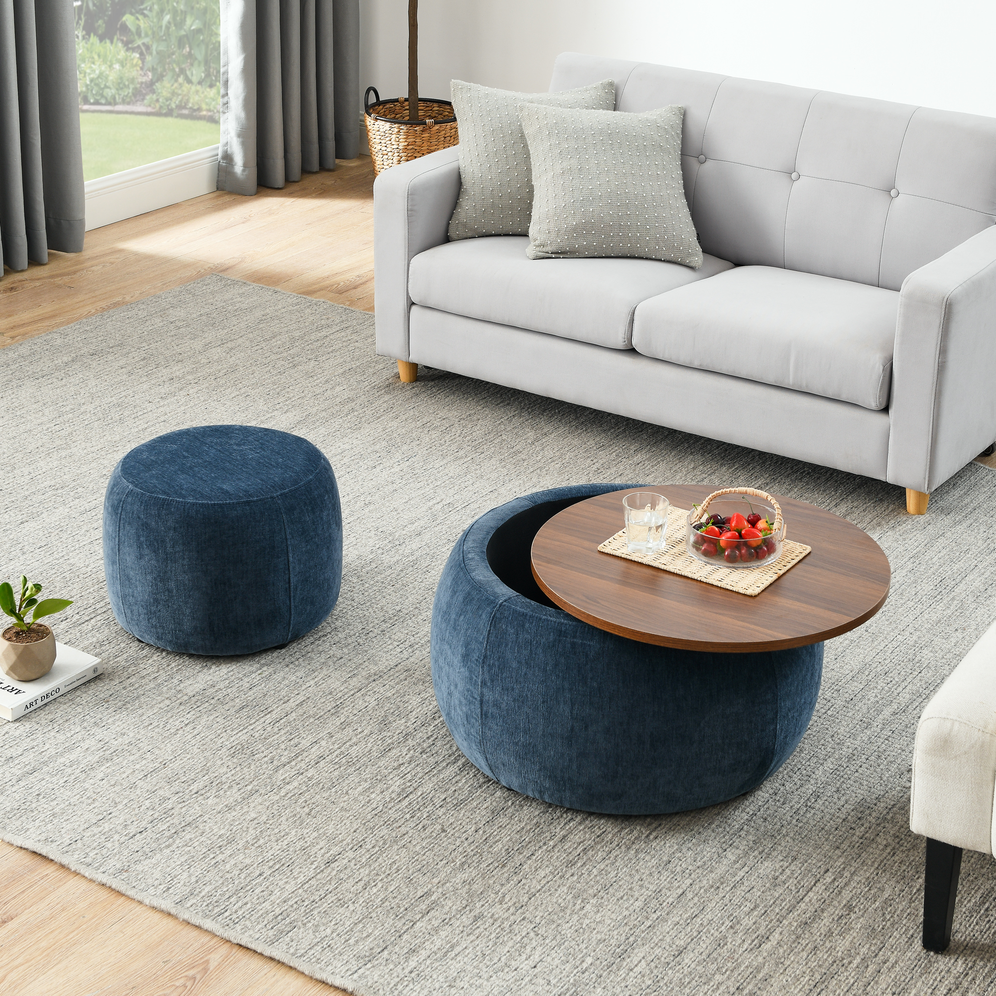 Round Storage Ottoman, picture 1 of 5