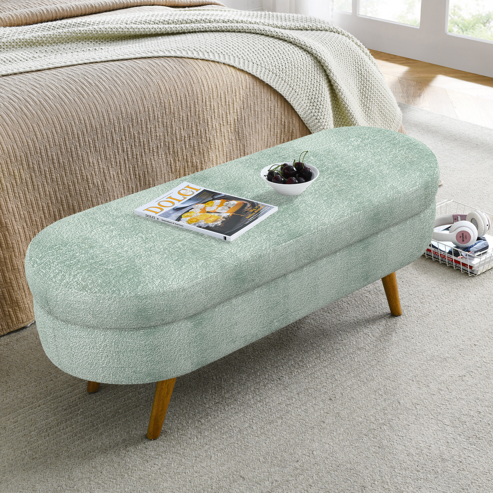 Oval Storage Ottoman Bench, picture 4 of 4