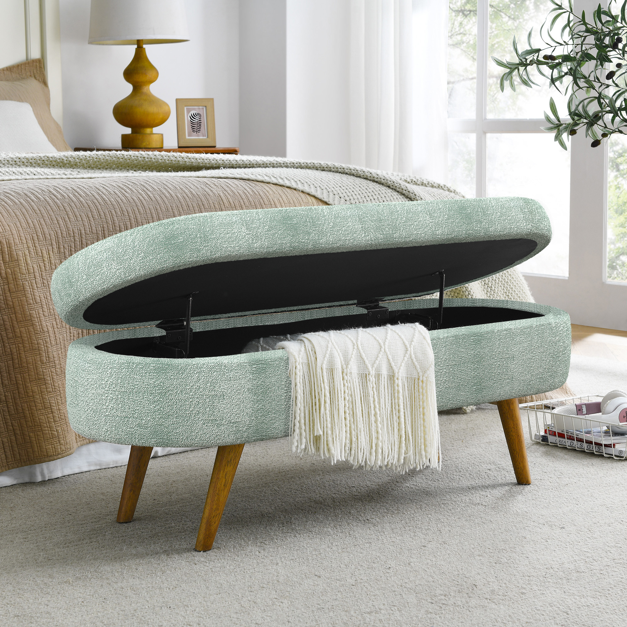 Oval Storage Ottoman Bench, picture 3 of 4
