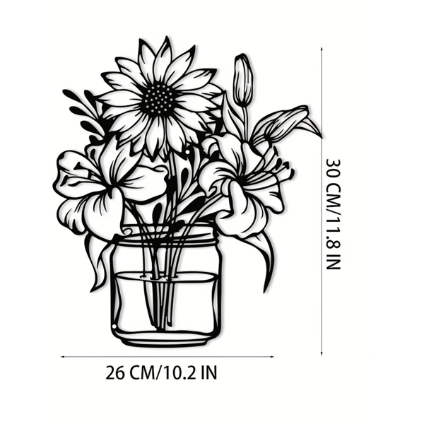 CIFbuy Sunflower Lily Vase Wall Art Floral Home Decor Aluminum Farmhouse Wall Hanging(TikTok, Temu Pick-up Service)