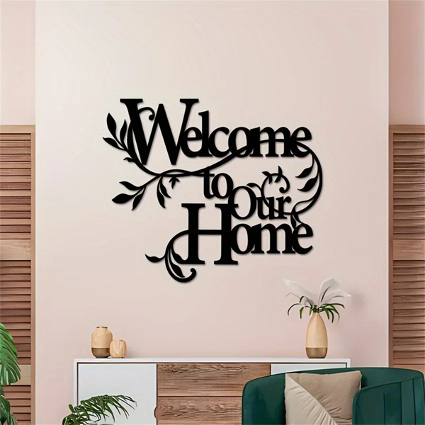 CIFbuy Aluminum Welcome Floral Wall Art Home Entryway Decor For Housewarming Gift (TikTok, Temu Pick-up Service)