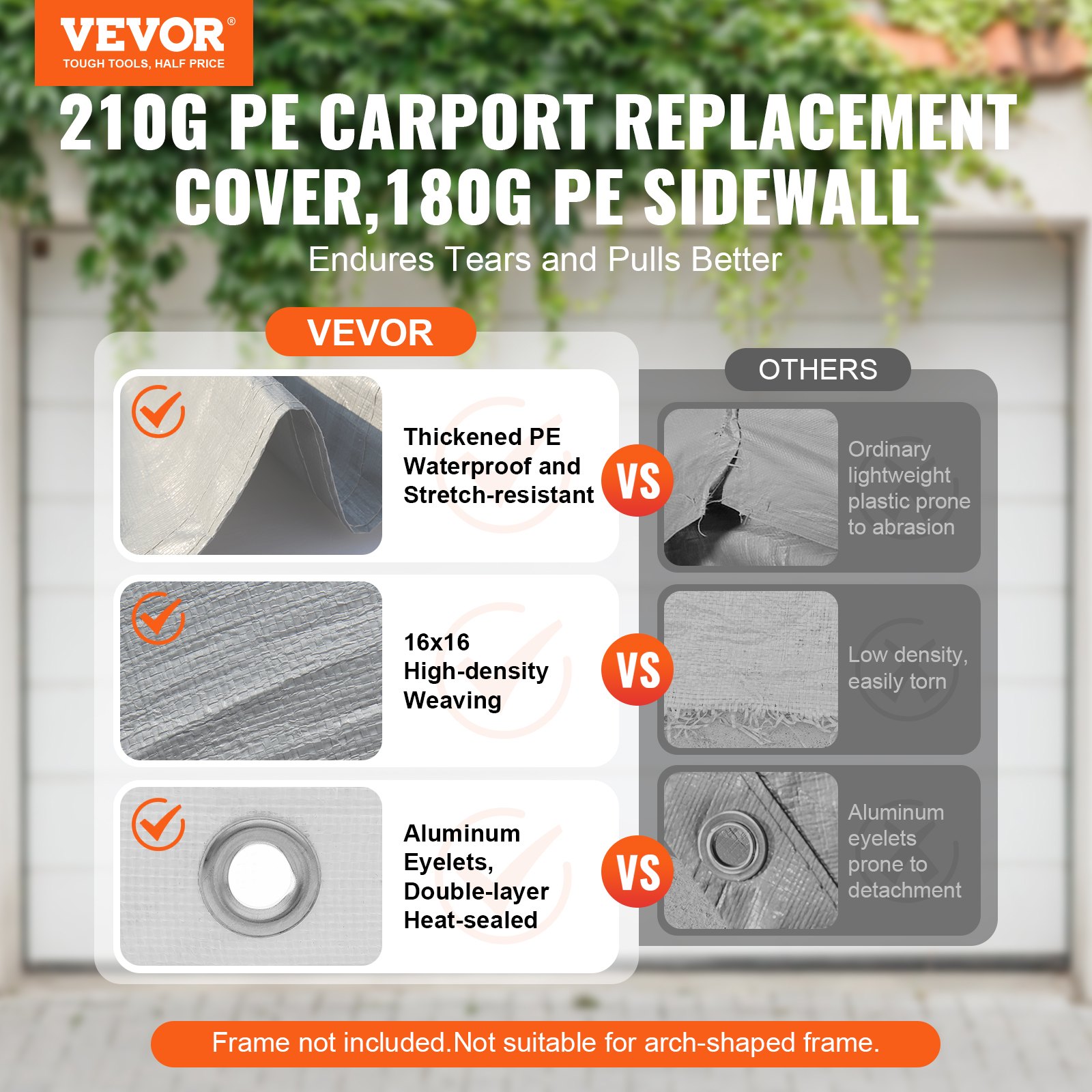 Carport Replacement Canopy Cover Top + Side Wall 6000 X 3000 Mm, Garage Tent — image 3