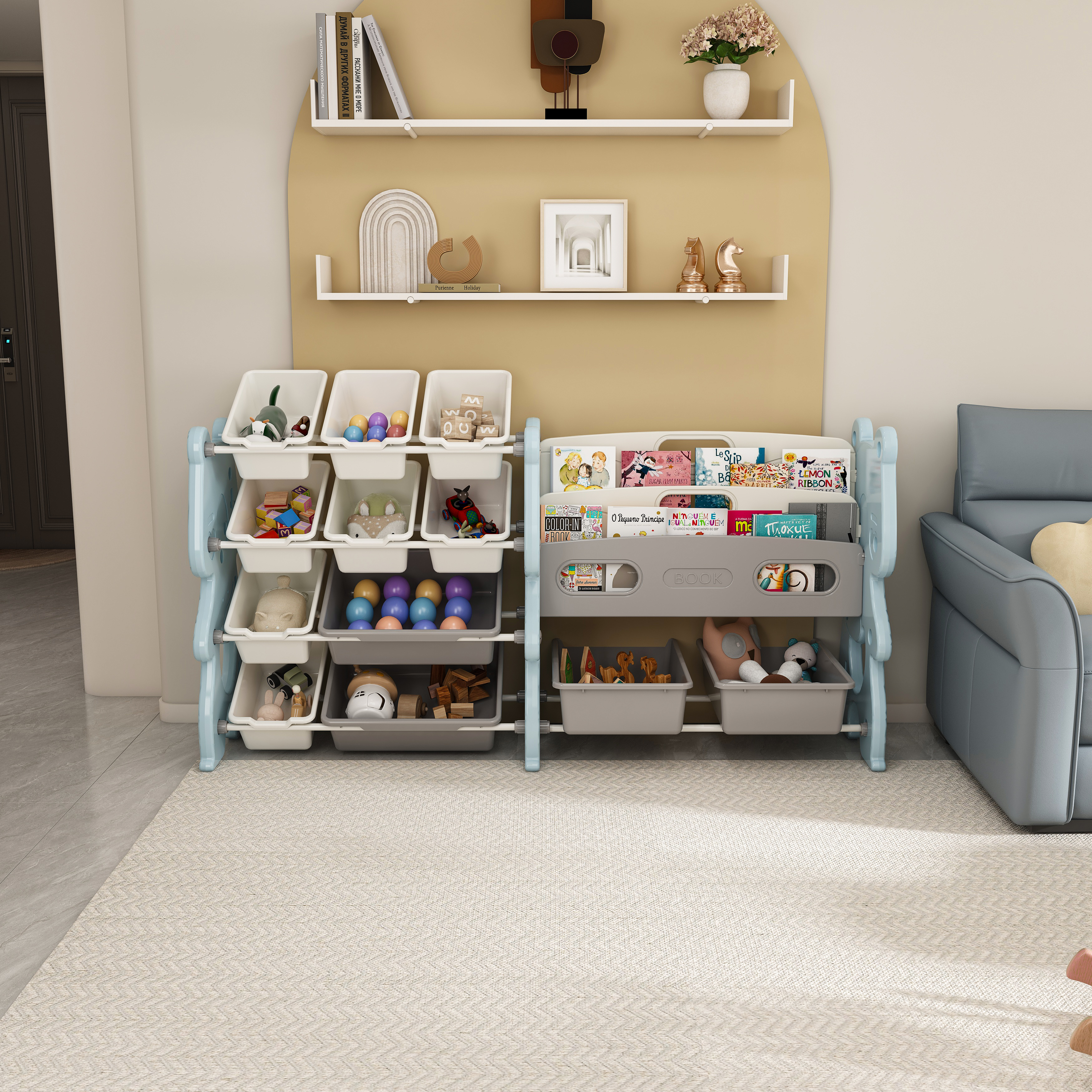 Kids Toy Storage Organizer β Toy Organizer with 2 Tier Bookshelf β photo 4