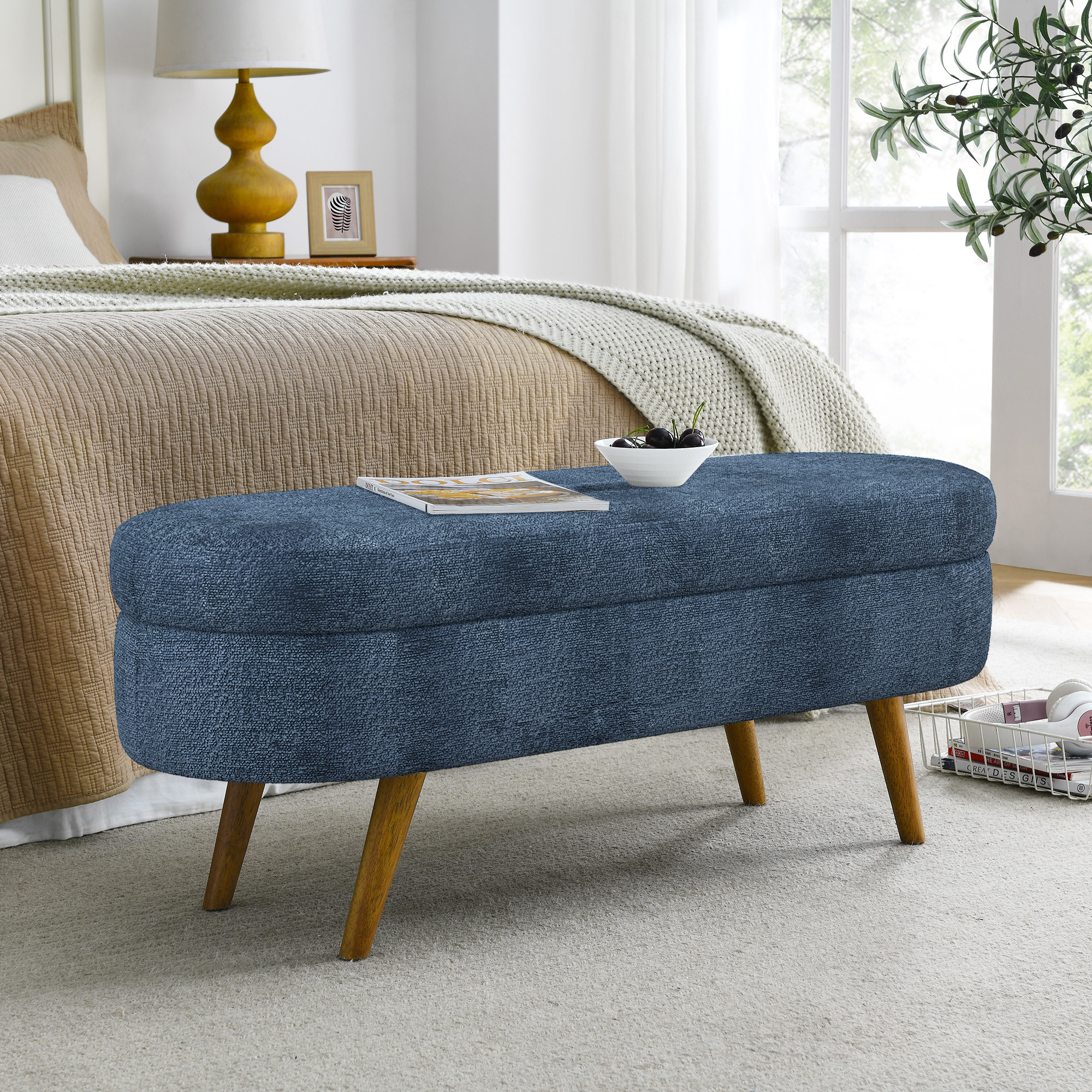 Oval Storage Ottoman Bench, picture 2 of 4