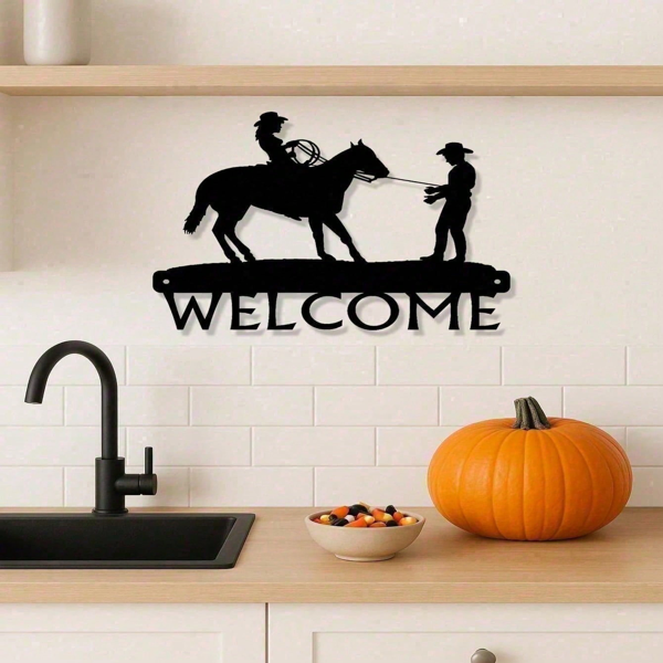 CIFbuy Western Vintage Distressed Embroidered Welcome Wall Hanging Decor For Living Room Entryway Bedroom (TikTok, Temu Pick-up Service)