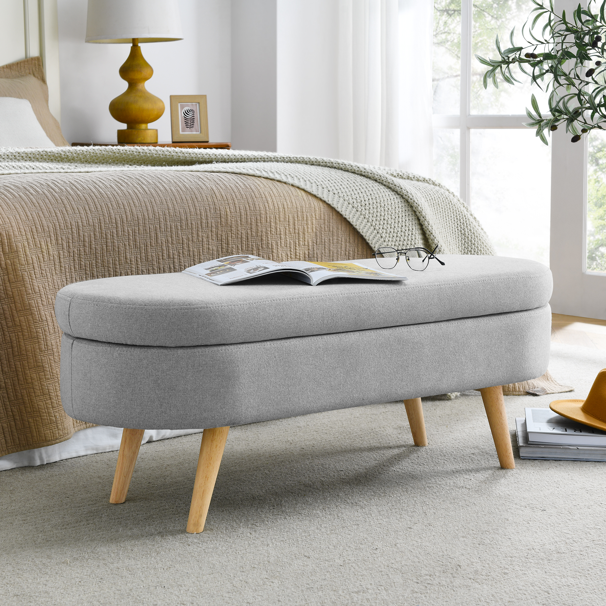 Oval Storage Ottoman Bench, picture 3 of 5
