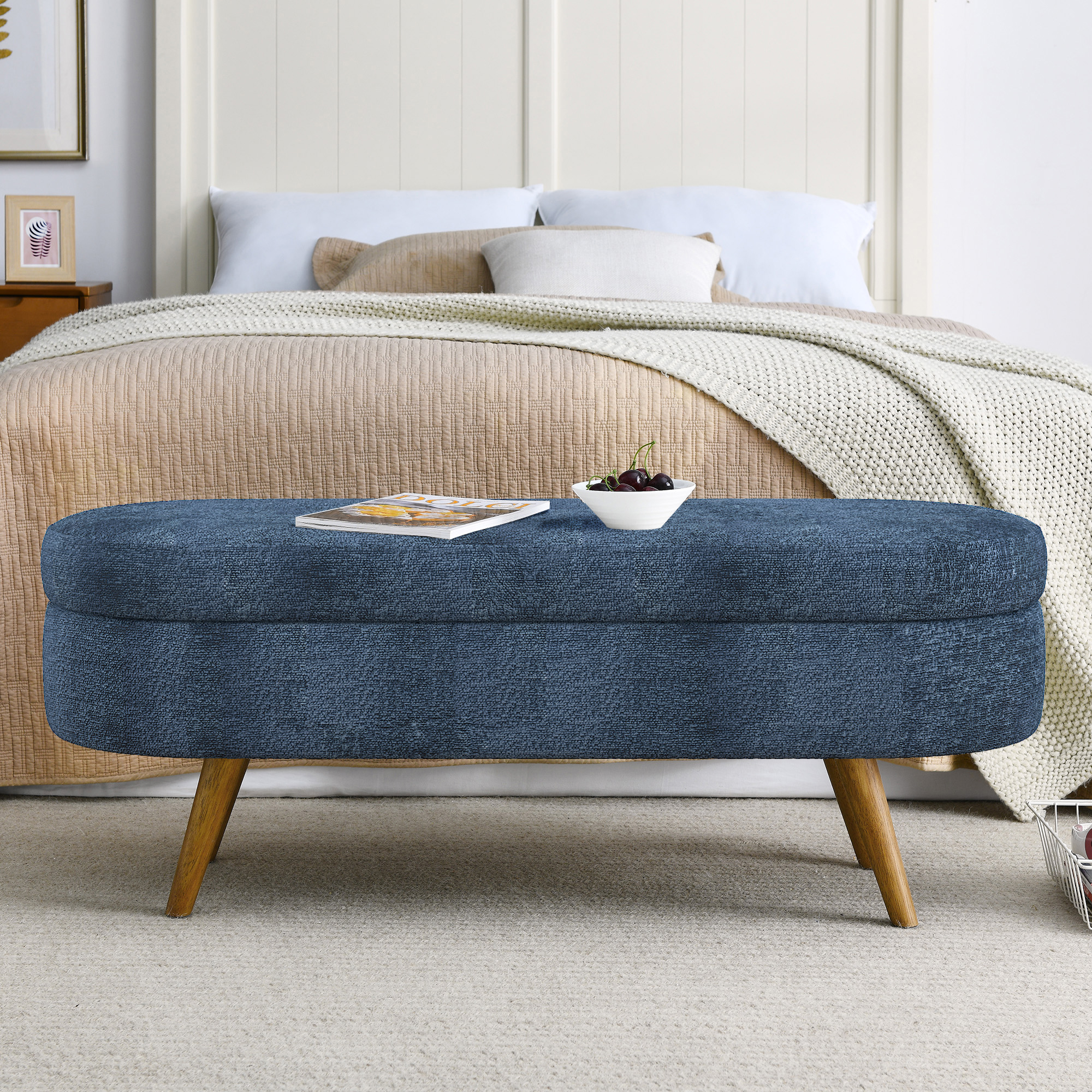 Oval Storage Ottoman Bench, picture 3 of 4