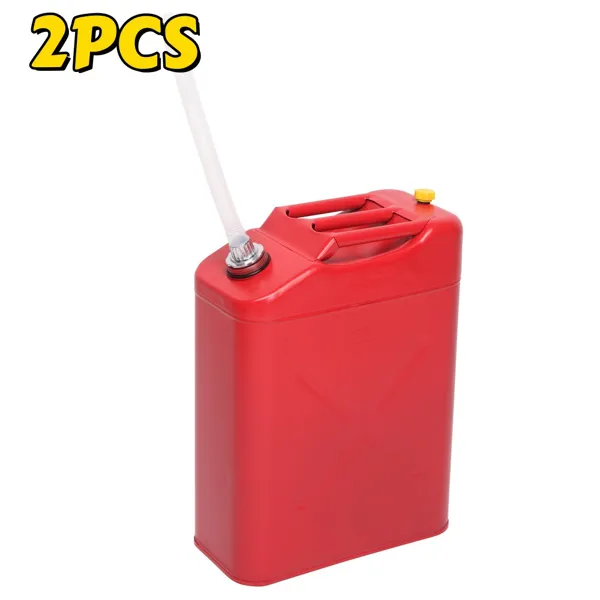 2PCS 20L Standard Cold-rolled Plate Petrol Can Gasoline Bucket With Oil Pipe Red
