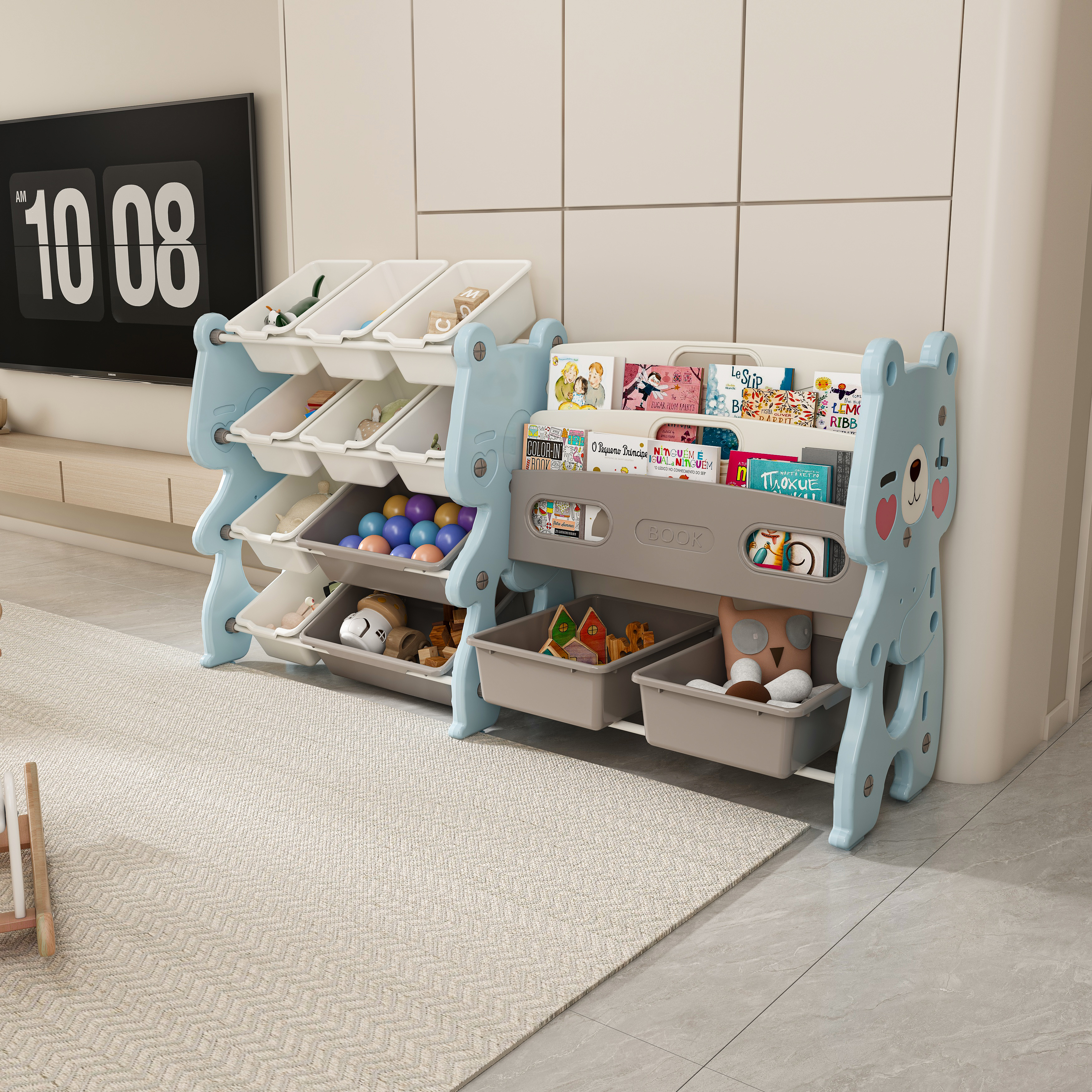 Kids Toy Storage Organizer β Toy Organizer with 2 Tier Bookshelf β photo 3