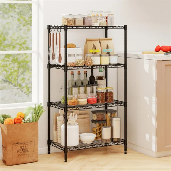 4-Tier Heavy-Duty Metal Wire Shelving, 600 Lbs Total Load Capacity With Anti-Toppling Kits For Garage & Kitchen