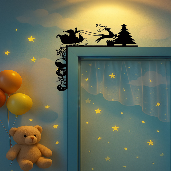 CIFbuy Removable Christmas Sleigh Wall Decals Holiday Home Decor Stickers(TikTok, Temu Pick-up Service)