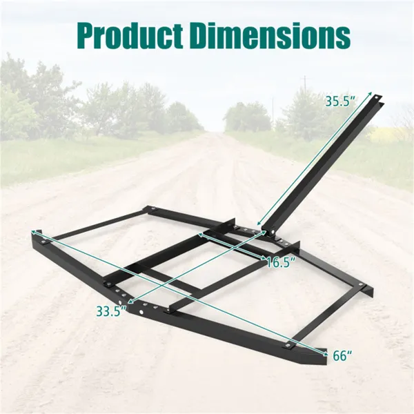 74" Heavy-Duty Drag Harrow With 80 Lbs Load Capacity, Tow-Behind Leveling Tool For Driveway, Garden & Farm