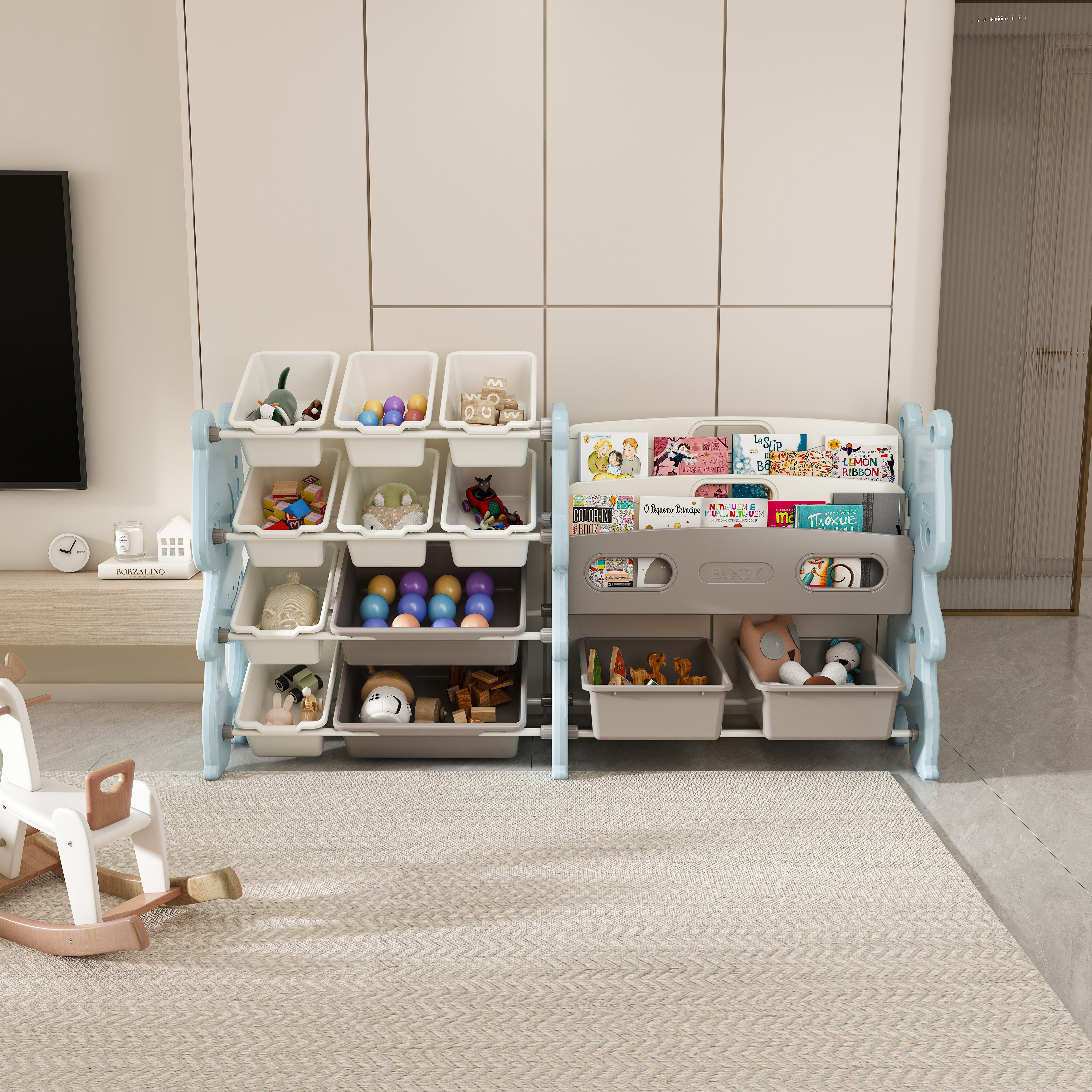 Kids Toy Storage Organizer β Toy Organizer with 2 Tier Bookshelf β photo 2
