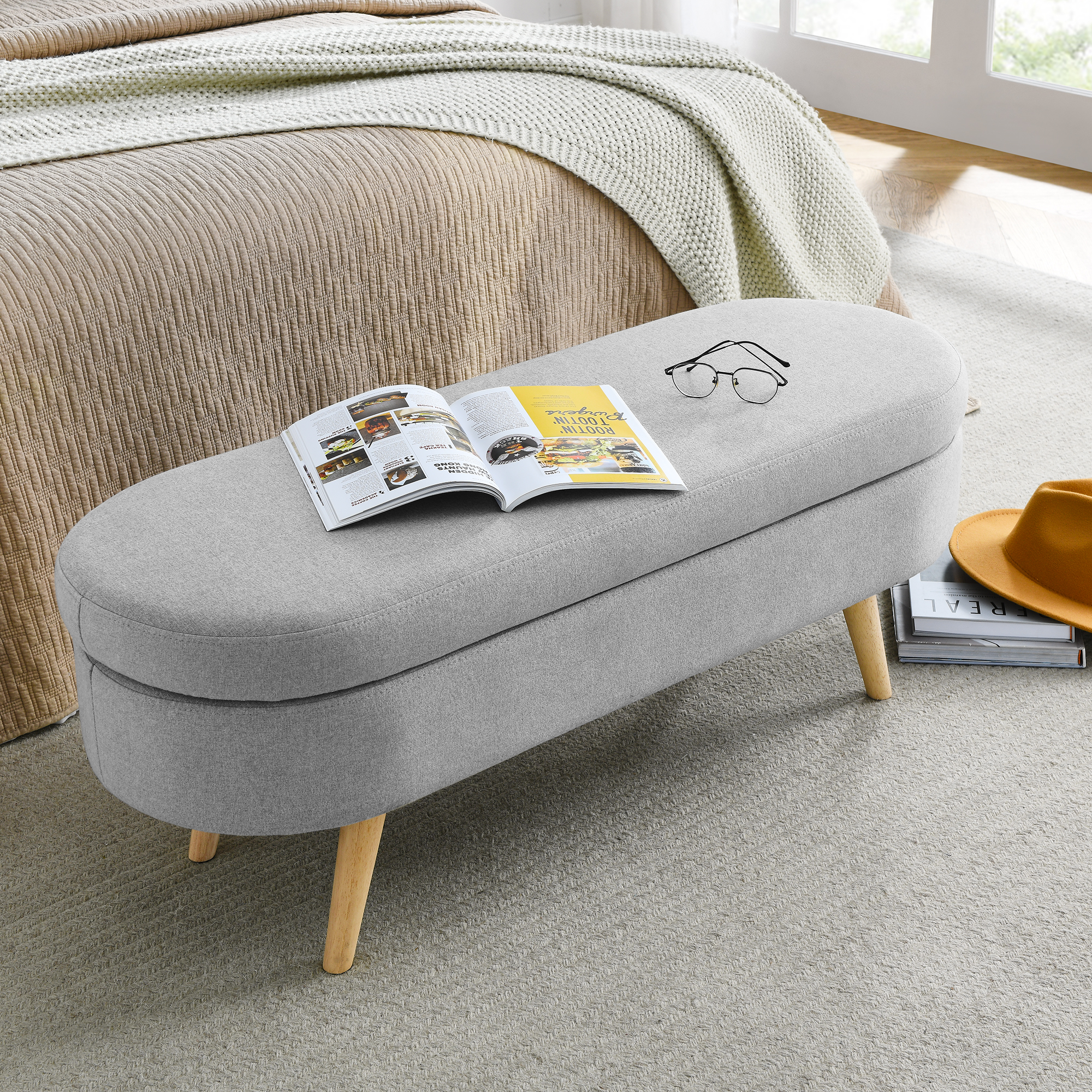 Oval Storage Ottoman Bench, picture 2 of 5