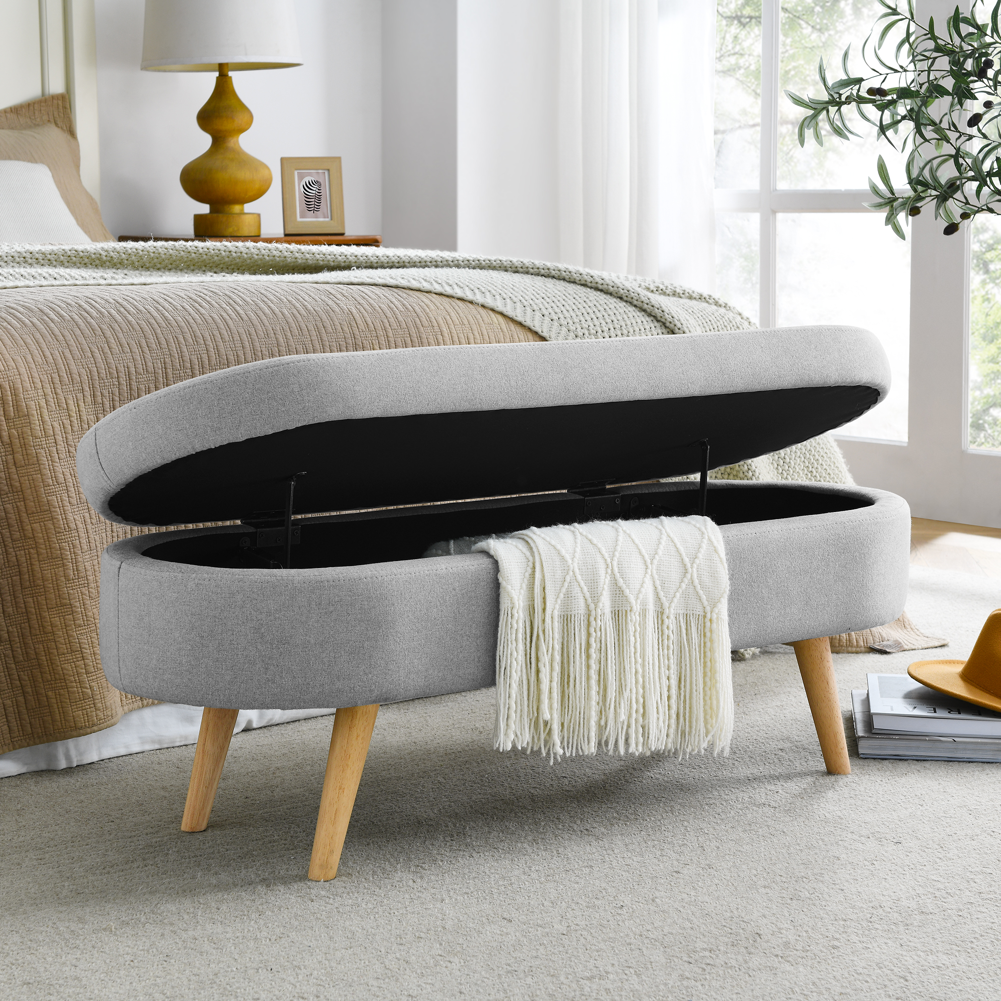 Oval Storage Ottoman Bench, picture 4 of 5