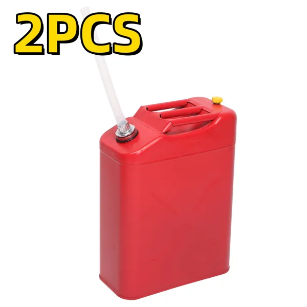 2PCS 20L Standard Cold-rolled Plate Petrol Can Gasoline Bucket With Oil Pipe Red