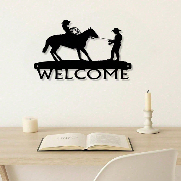 CIFbuy Western Vintage Distressed Embroidered Welcome Wall Hanging Decor For Living Room Entryway Bedroom (TikTok, Temu Pick-up Service)