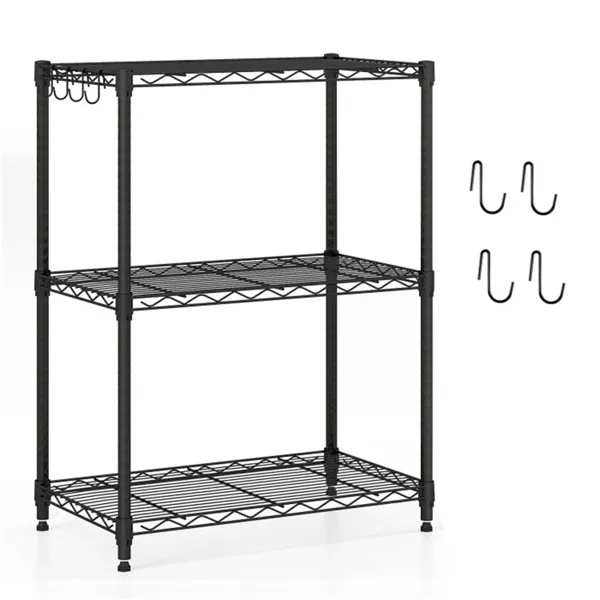 3-Tier Industrial Bookshelf With Anti-Falling Guardrails, 33 LBS Per Shelf Storage Organizer - Black